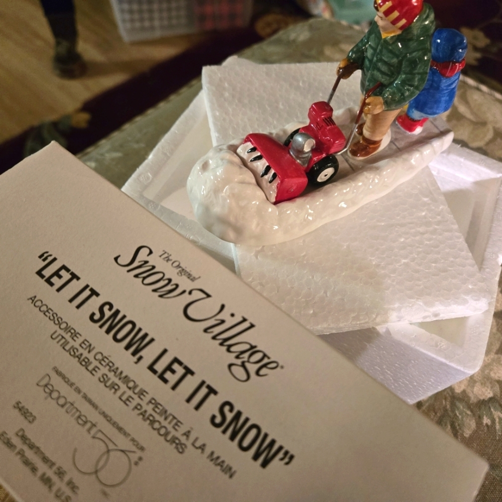 The Original Snow Village accessory- "Let it Snow, Let it Snow" plowing Snow
